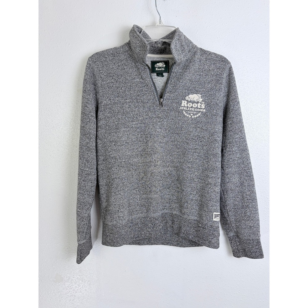 Roots Salt & Pepper Gray Quarter Zip Pullover Sweatshirt Small